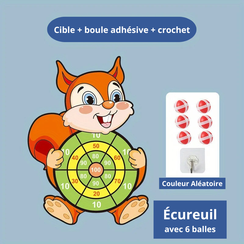 Jeu Éducatif à Fléchettes – Cible Animaux + Balles (Montessori)