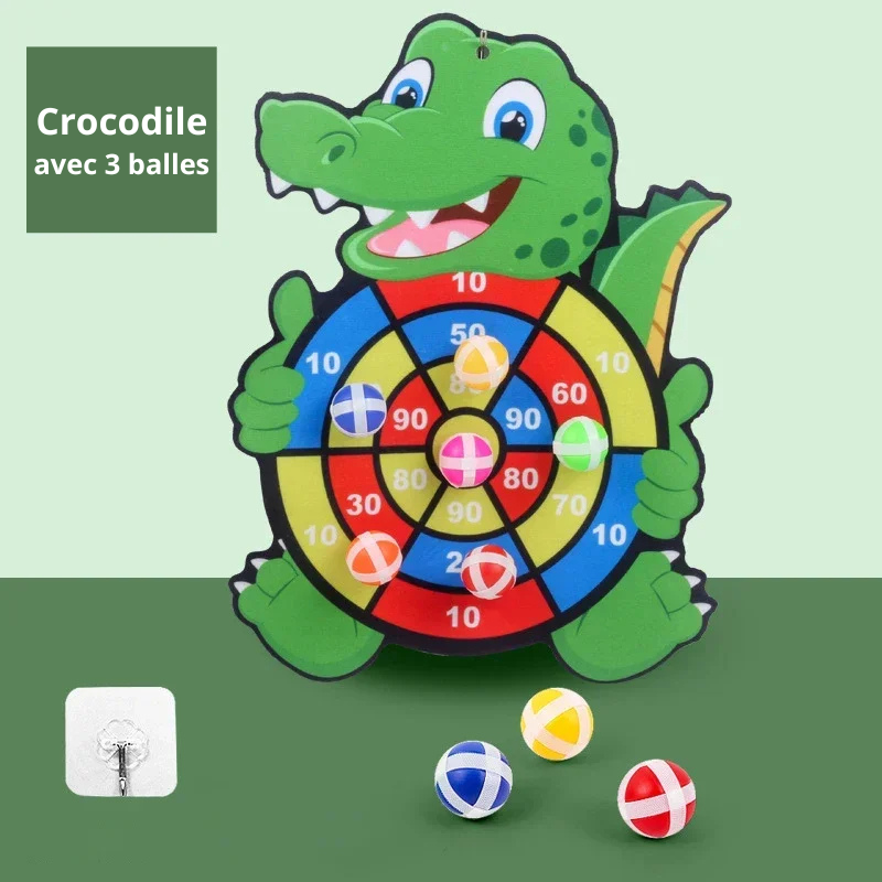 Jeu Éducatif à Fléchettes – Cible Animaux + Balles (Montessori)